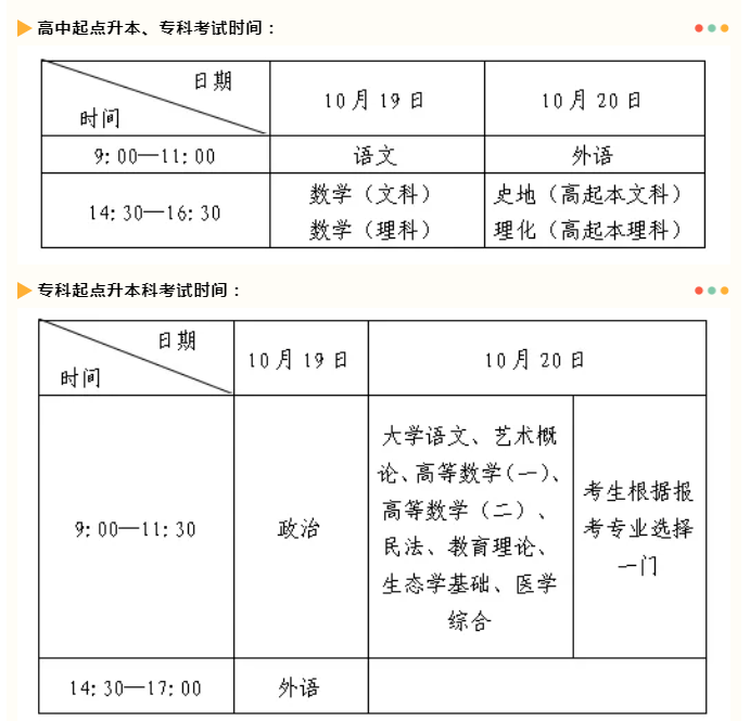 2024年青島成人高考考試時間及科目